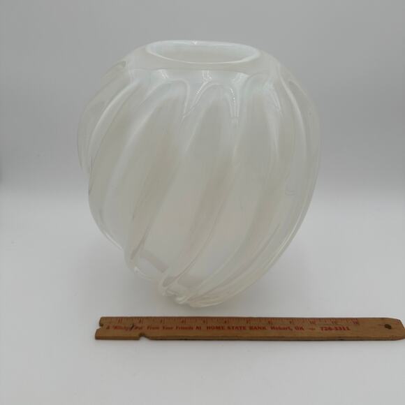 Vintage Glass 12" Vase by Larry Laslo Opalescent Italian Art Swirl Glass Vase - Picture 6 of 10